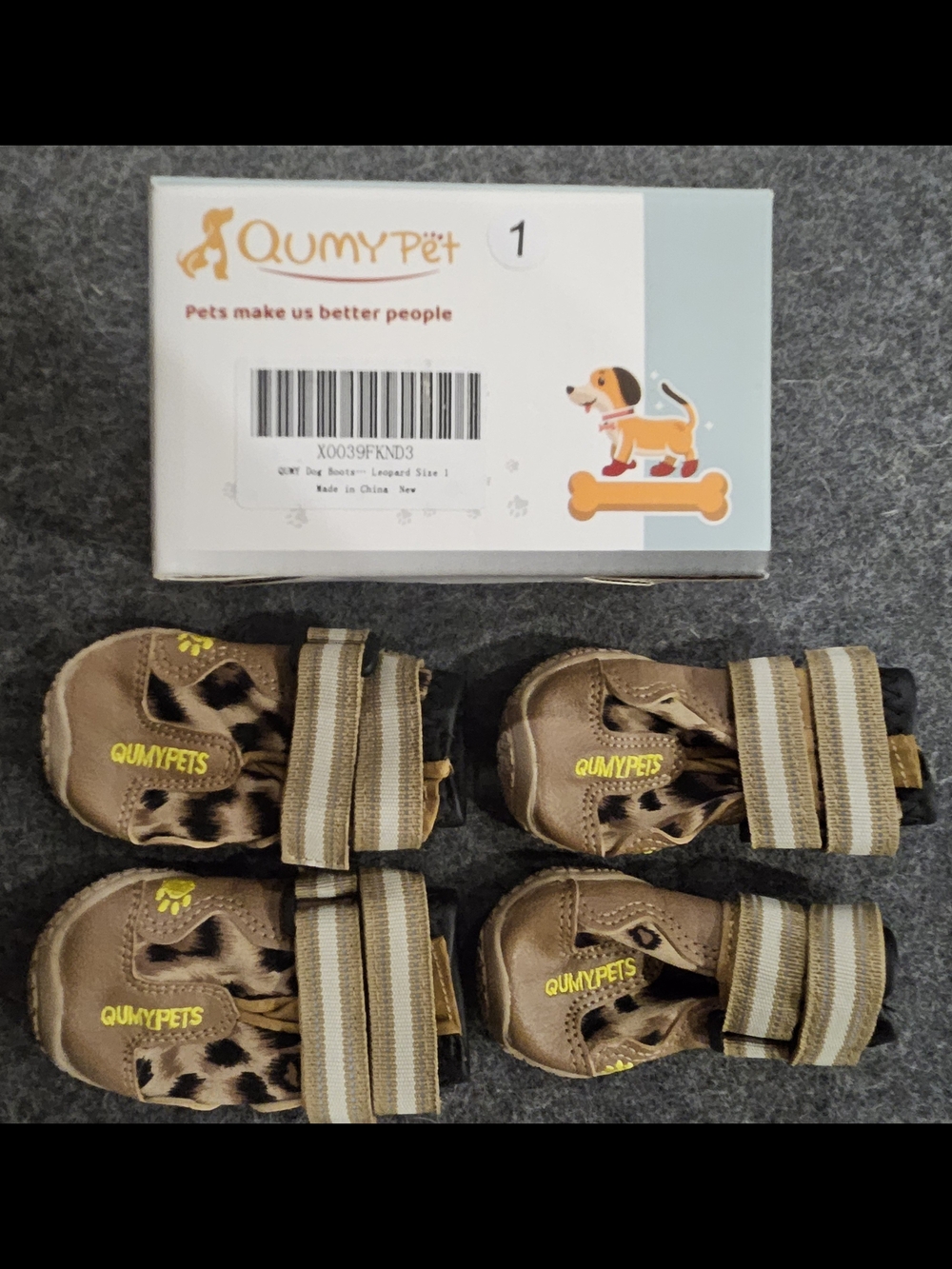 QUMY PET Brown Dog Booties - Set of 4